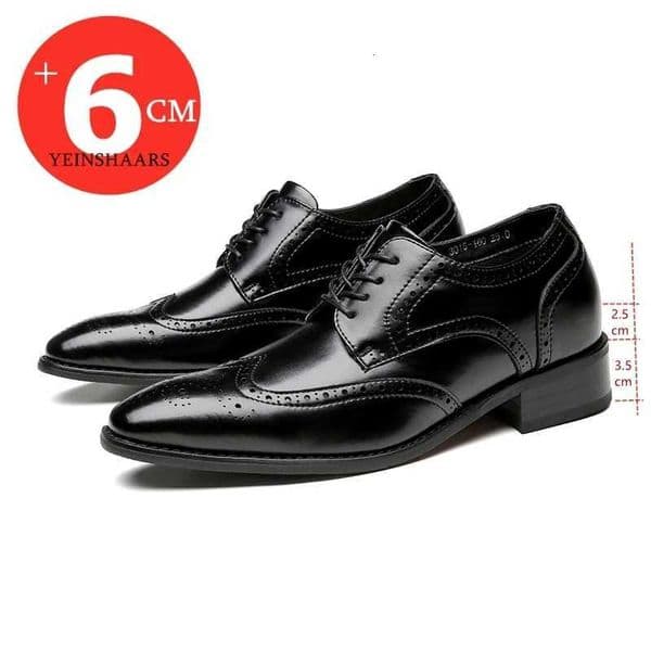 High Quality Genuine Leather Brogue Men Elevator Shoes 6CM Height Increase Oxford Men Formal Dress Shoes Business Office WeddingXJ251010