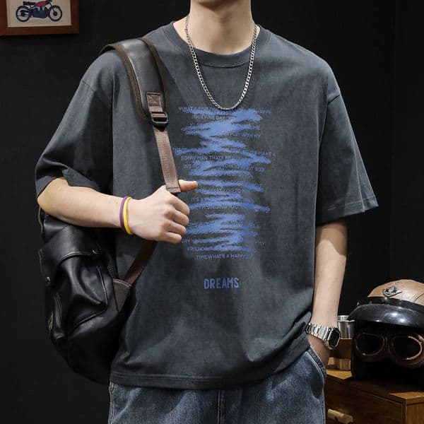 American Retro Heavyweight Short Sleeve T-shirt Men's Trendy Clothing Summer Designer Shirt 2025 New Designer Hoodie Large Size Trendy Brand Men's T-shirt