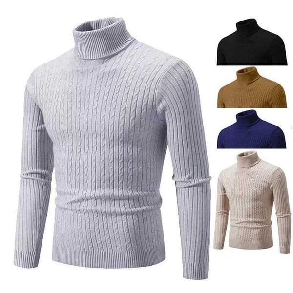 2025 New Mens High Neck Sweater Solid Color Pullover Knitted Warm Casual Turtleneck Sweatwear Woolen Mens Winter Outdoor Tops X251010