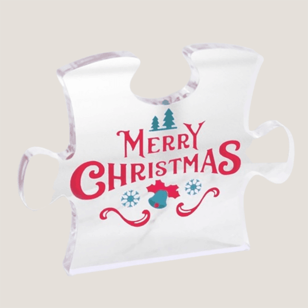 Merry Christmas Logos and Plaques Puzzle-shaped Transparent Acrylic Christmas Decorations Suitable for Holiday Decoration on Home Dining Tables Office Desks etc