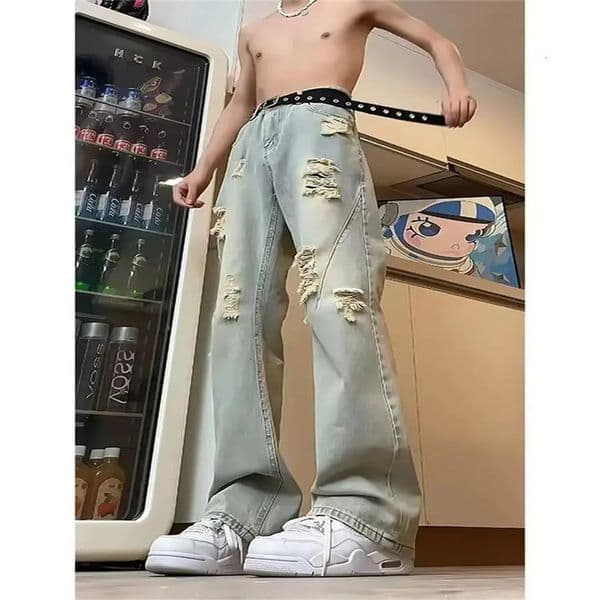 Casual Pants Y2k Jeans Trousers Male Denim for Men Clothing Streetwear Baggy Man Jean Mens Flared Cargo Shorts 250311
