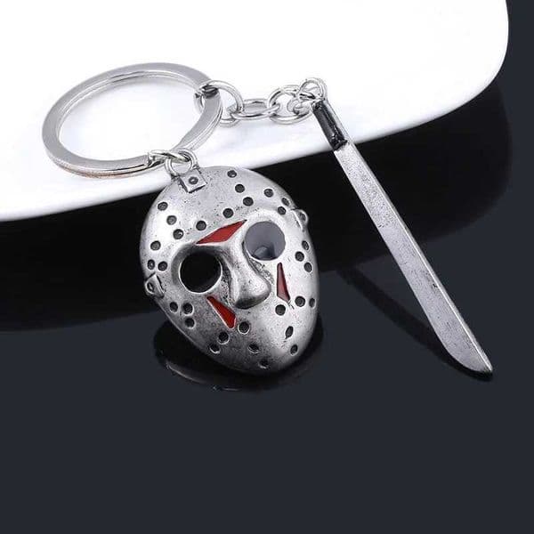 Horror Movie Friday Jason Voorhees Mask Machete Alloy Cosplay Keychain Key Ring Backpack Decoration Halloween Jewelry Accessory Z251011