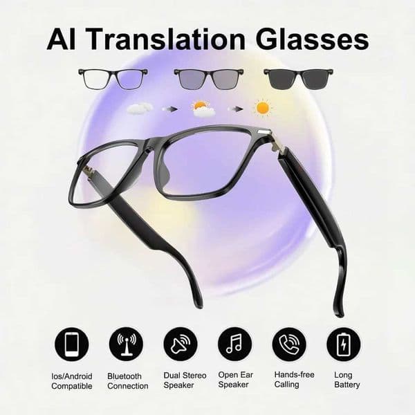 AI Translation Smart Glasses with photochromic lenses support 160 languages realtime translation X251011