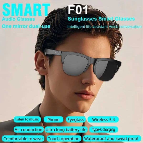 F01 Smart Bluetooth V53 Sunglasses Glasses Call Outdoor Sports Headphones HIFI Black Technology Antitouch UV For Men And Women X251011