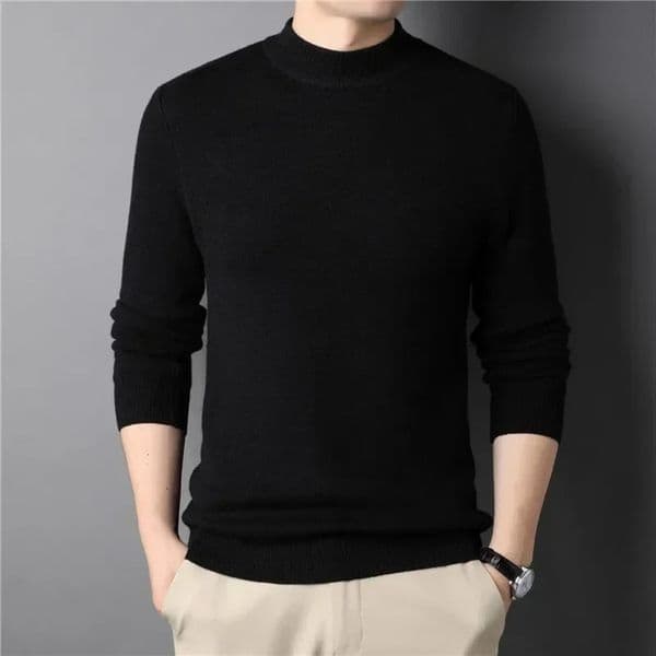 Mens Cashmere Sweater Half Turtle Neck Knitting and Pulling Machine 241115