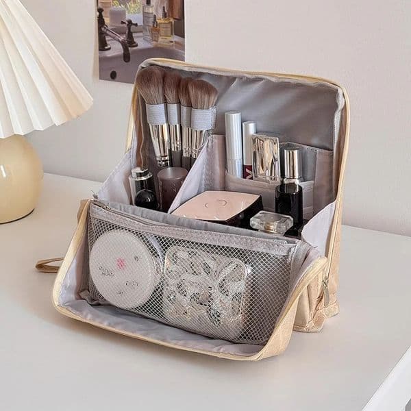 Vertical Makeup Bag Standable Large Capacity Skincare Storage Bag Partitioned MultiCompartment Cosmetic Organizer Women 251009
