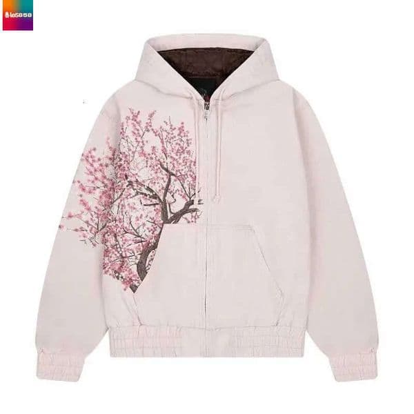 Y2K Haruku Zip up Hoodie oversized embroidery Plum Blossom Pattern Fashionable jersey Gothic Half cotton Couple sweatshirt Z250529