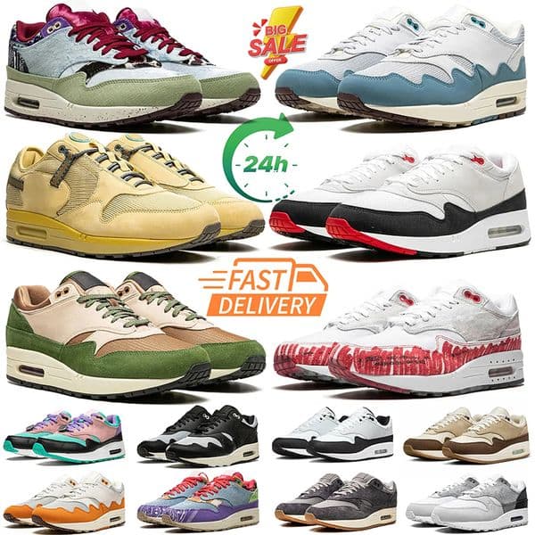 2025 Designer shoes running sneakers 1 87 Mens Women Patta Waves Black Monarch White Canyon Pink mens sneakers sports trainers size 36-45 free shipping