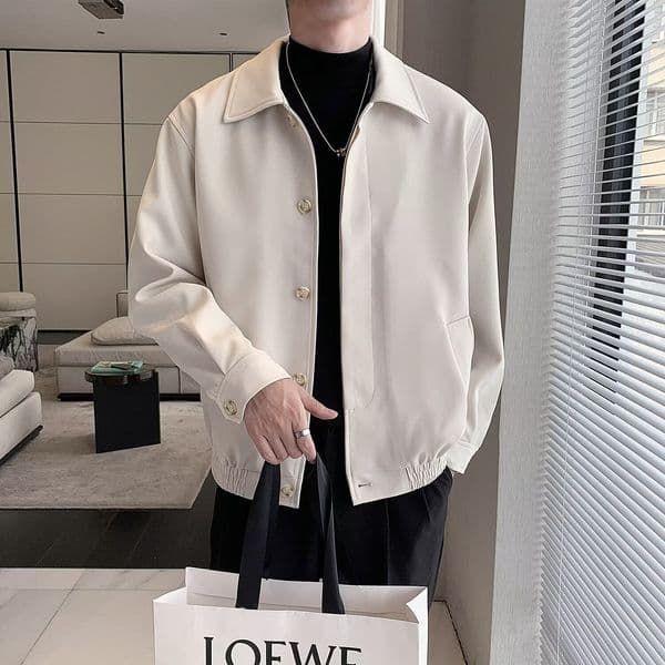 Light Mature Style Handsome Jacket Men Designer Jacket Men's Jacket Spring And Autumn Korean Version Design Trendy Turn-down Collar Retro Workwear Jacket