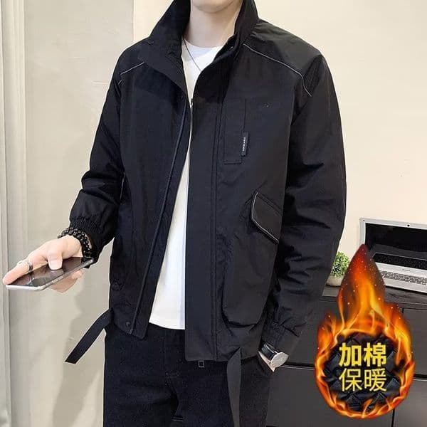 Jacket Men New Solid Color Fashion Men's Spring And Autumn Loose Stylish Stand Designer Jacket Collar Versatile Workwear Jacket Youth Trendy Brand Coat