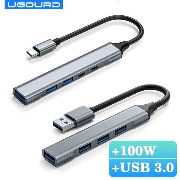 3.0 Type C to 4 Ports USB HUB USB3.0 Adapter Multi Splitter High Speed 5Gbps With PD 100W For book Pro Air PC Laptop