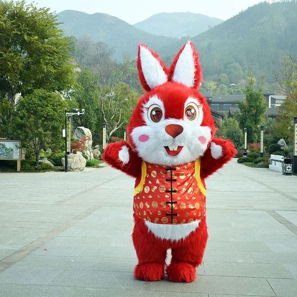 Mascot costumemascotRedGrey/Pink/White Plush Bunny Decorations for Festive Events (200cm x 250cm)