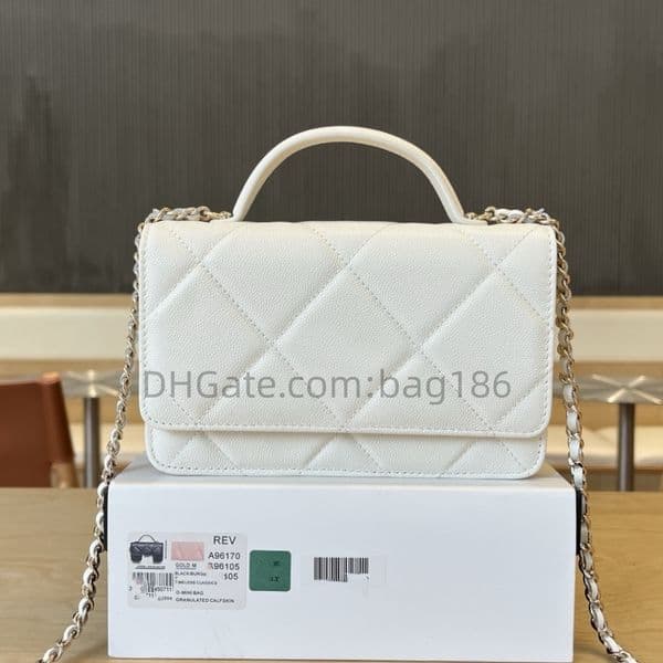 Totes 10A designer bag high-quality leather shoulder bag handle bag fashion chain crossbody bag diamond grid pattern party women's bag 96170