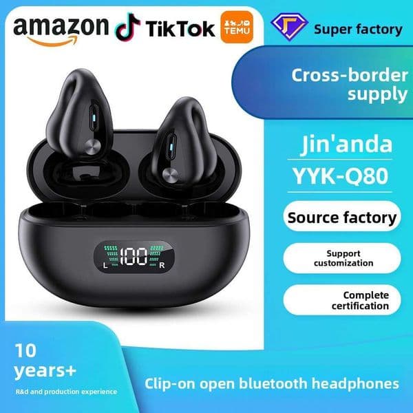 New Private Model Q80 Ear Clip Bluetooth Open Wireless Non-Bone Conduction Non-In-Ear Sports Earphones