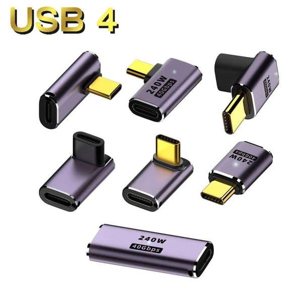 UGOURD USB4 OTG Type C Thunderbolt3 Extension Cable Adapter L Style Male To Female For Phone Laptop PC 40Gbps