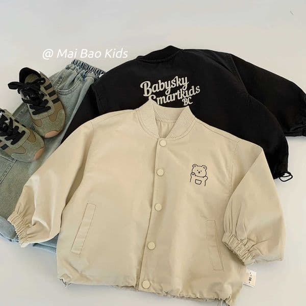Unitim Autumn Toddler Baby Boys Coat Round Neck Long Sleeve Toddler Boy Outerwear Letter Casual Single Button Little Boy Jacket C251013