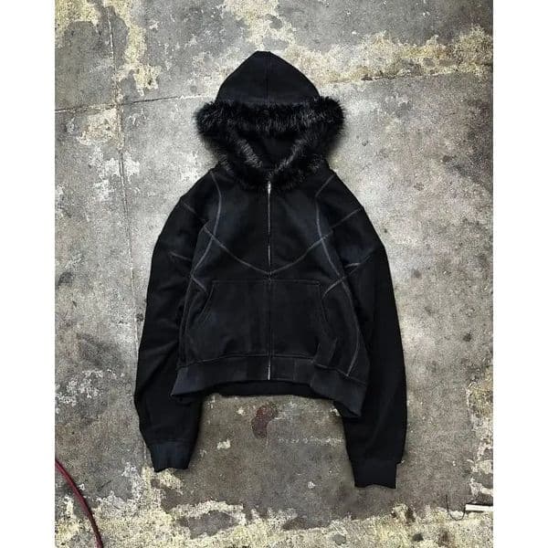 Autumn and winter retro primitive millennium phoenix plush hooded ed sweatshirt cardigan jacket 251010BJ
