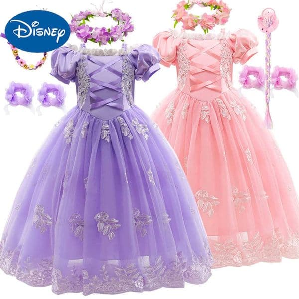 Disney Girl Rapunzel Dress for Kid Princess Dress for Children Birthday Girls Sequin Tangled Skirt Children Festival Fancy Ball Gown H251013