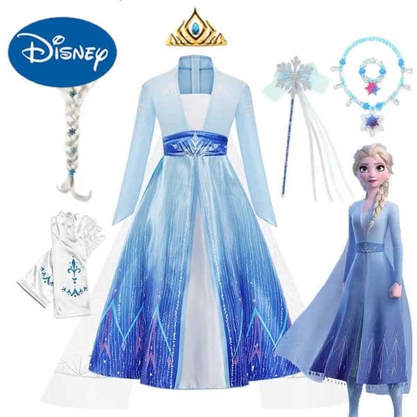 Disney Frozen Costume Girls Elsa Princess Dress Cosplay Snow Queen Clothes Kids Halloween Birthday Party Children Gowns Vestidos H251013