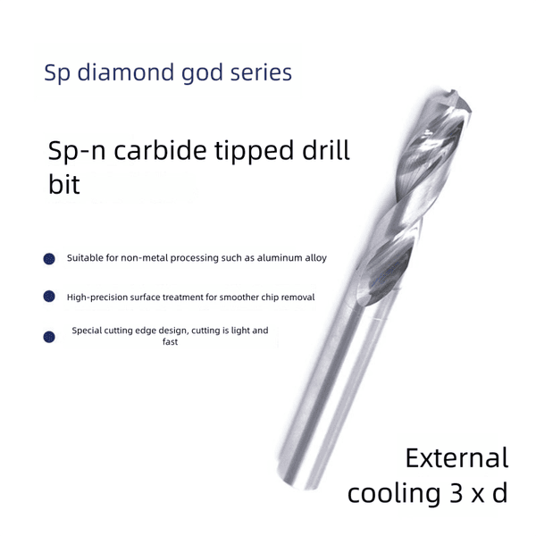 Solid Carbide Drills for Non-Ferrous Metals (External Cooling, 3D Length-Diameter Ratio, Model SP-N)