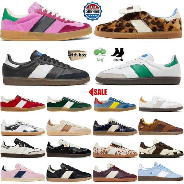 With Box Men Women Designer shoes High quality Flat Casual Shoes Leopard sambar Mens Trainers White Core Black Collegiate Green Gum Outdoor sports trainers