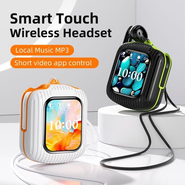 K8 Bluetooth Earbuds with Display Screen APP Control Built in Memory Card and Long Battery Life Wireless Earphones