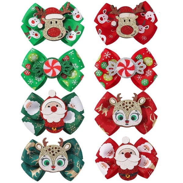 4pcsset Christmas Year Hair Bow Clips for Baby Girls Glitter Xmas Santa Elk Hairpin Cute Kid Hair Accessories Headwear 251008BJ
