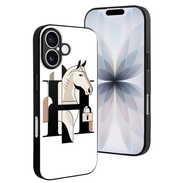 Her horse H Designer iphone luxury case for iPhone 17 16 15 Pro Case: Customized glass style Phone Cases Slim Anti Yellowing Military Grade Drop 868