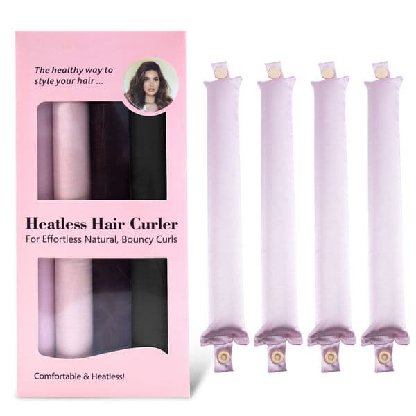 Satin Pillow Rollers -Heatless Hair Curler, Hair Rollers, Flexible Curling Rods for Long &Short Hairs, Flexi Rod Curlers to Sleep in, Overnight Blowout Rods-4pc Marble