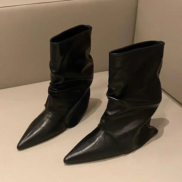 Pointed Toe Ankle Boot Snow Sexy Leather Shoes Woman 2025 Fashion Winter Goth Chelsea Botas Mujer 251014