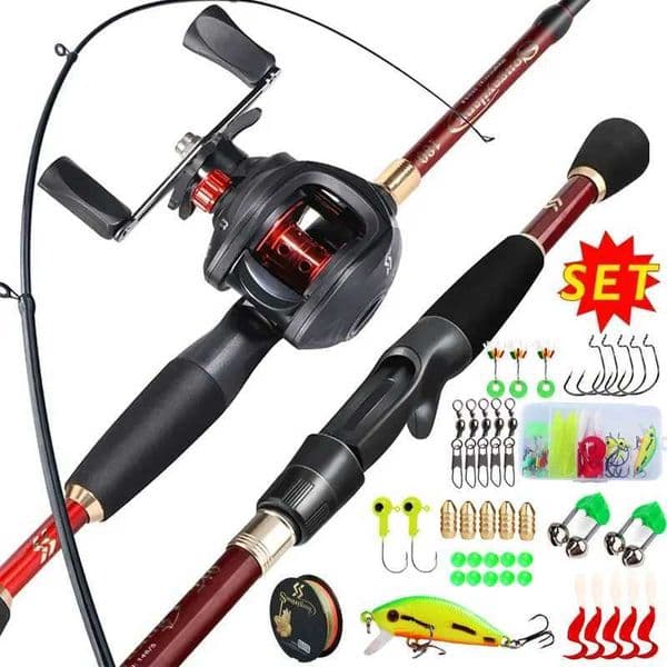 Sougayilang Fishing Rod Reel Combo 1824m Tescopic Lure Casting Rod and 721 Gear Ratio Casting Reel Max Drag 8Kg for Bass Y251014