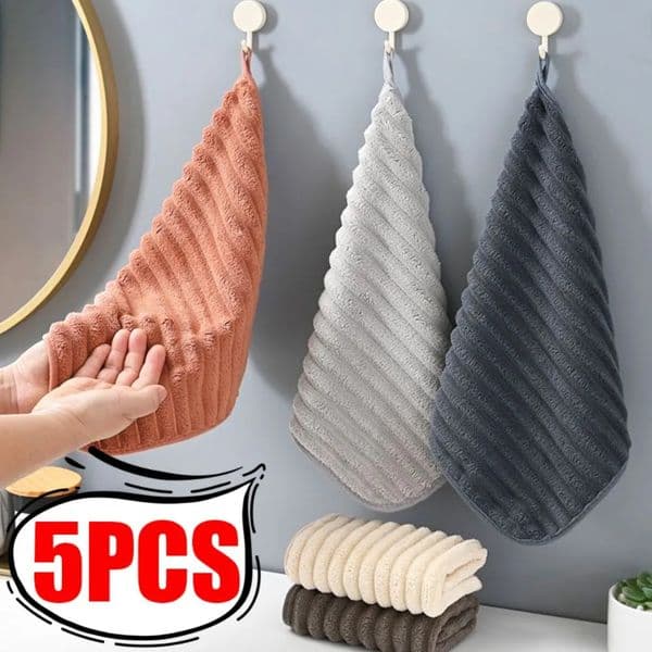 51PCS Coral Fleece HandWiping Towel Thickened Absorbent Hangable Enduring Soft Handkerchief Kitchen Washing Dishes 251013