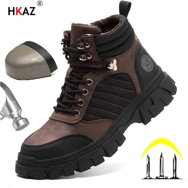 Steel Toe Shoes for Men Indestructible Work Boots Lightweight Safety Shoes Walking Antismash Antipuncture Protective Sneakers 251011