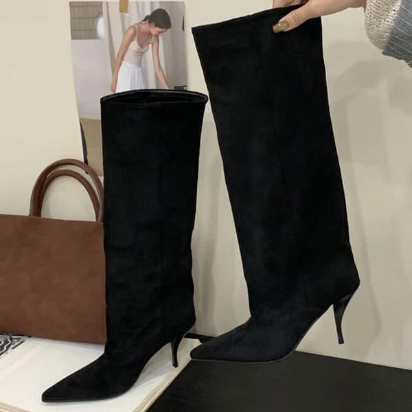 Eilyken Fashion Vintage Thin Heel Knee High Boots Winter Sexy Pointed Toe Stripper Party Shoes Zapatos De Mujes 251011