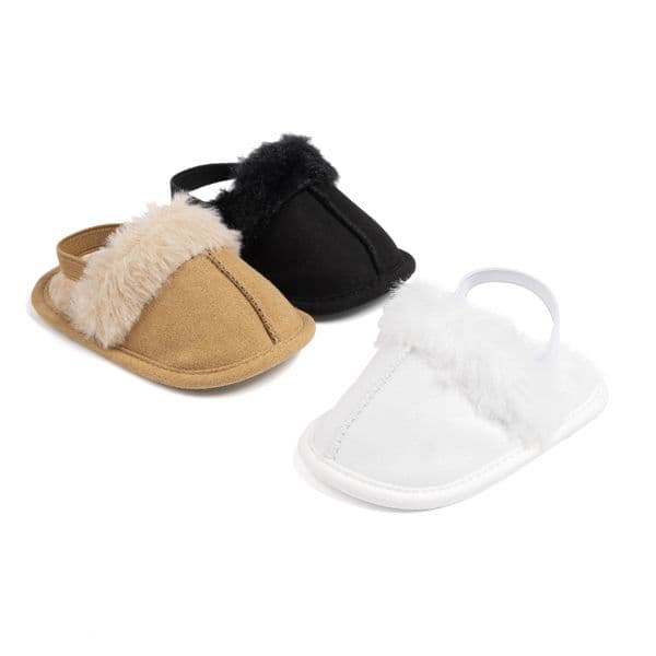 Baby Winter Slides Slippers Newborn Winter Fluffy Soft Plush Warm Non Slip Infant Shoes Umshop for Cribs First Walkers Winter Shoes 0-18M U01077