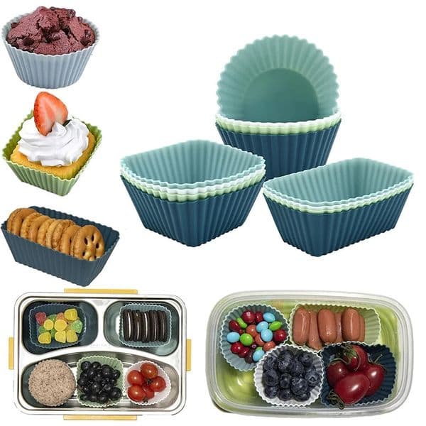 41012Pcs Reusable Silicone Cupcake Baking Cups NonStick Muffin Liners Molds Sets Bento Lunch Box Dividers Pastry Cake 251013