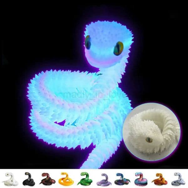 30cm 3D Printed Snake Toys Funny Printed Animals Snake Christmas New Year Craft Ornament Simulation Animal Home Desktop Ornament M251014
