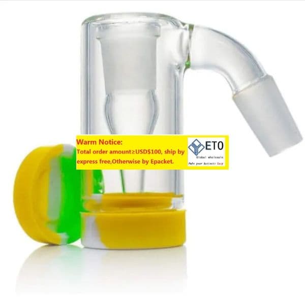 14mm 45° Glass Ash Catcher Reclaimer Bong Silicone Jar Container for Hookah Water Pipe Filter ZZ