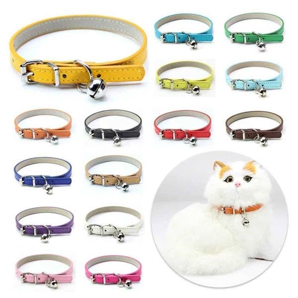 Cute Leather Cat Collar With Bell Safety Puppy Necklace Collars For Cat Small Dog Kitten Chihuahua Accessories Pet Products D251014