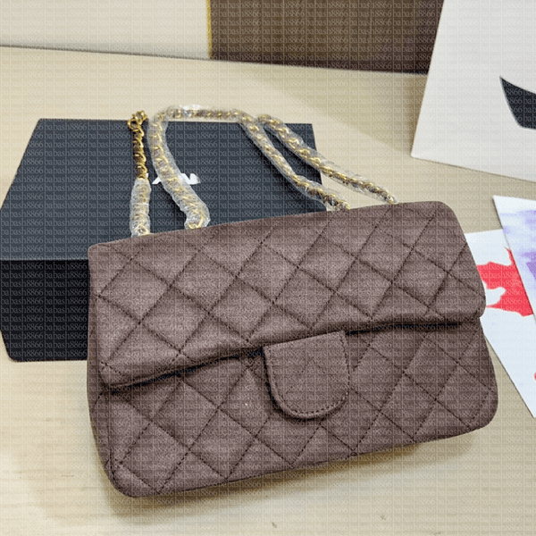 Designer Bag high Quality Giant Double Flip Cover Bag LuxuryLeather Caviar Classic Women Cross Body Bags 23cm gold chain and silver chain