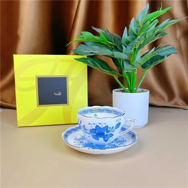 Basket Coffee And Set Ceramic Cup Saucer Gift Box Bone China Afternoon Tea Pastoral Flower Home Drinkware