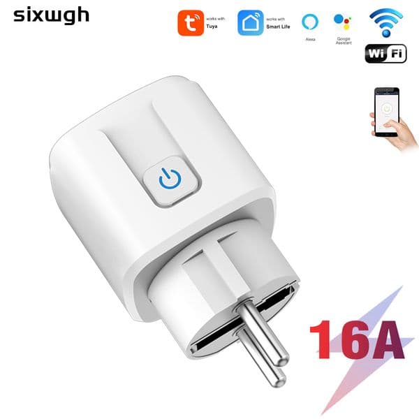 SIXWGH Tuya WiFi Smart Plug 16A RF French Plug with Voice Control Timer Countdown & Energy Monitoring for Home Automation