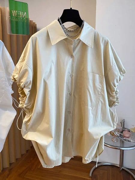 Korean style Summer Fashion Puff Sleeve Women Blouses Single Breasted Turndown Collar Shirt Tops 251008BANJIA