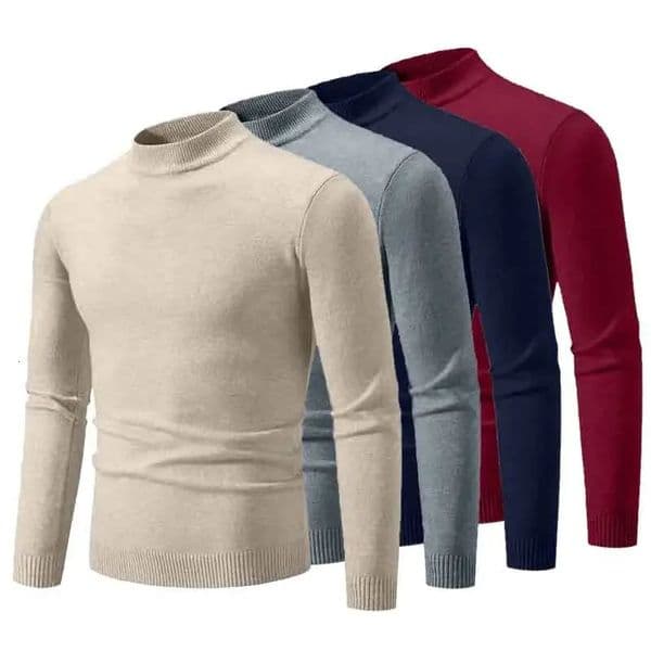 Sweatwear Mens Half Neck Basic Solid Color Sweaters Round Neck Elastic Pullovers Warm Autumn Knitted Oversized Sweater Men 251013