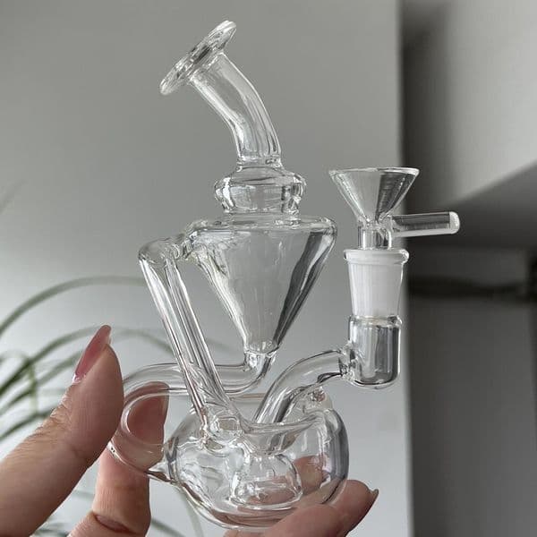 2026 New Small Glass Bong Hookahs Recycler Oil Beaker Smoking Water Pipes With 10Mm Joint Free Shipping
