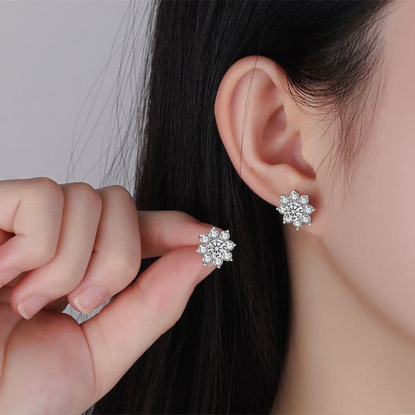 Designer earrings S925 Silver Earrings for Women Sunflower 1Ct Earrings D Color Moissanite luxury earrings Free Shipping