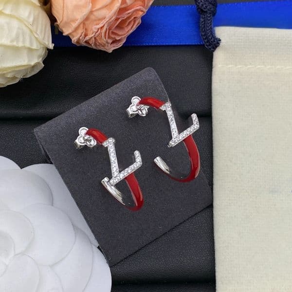 Hoop Earrings Women Designer Diamond Letter Earrings Gold Plated Silver Geometric Earrings Suitable for Wedding Party Christmas Gifts