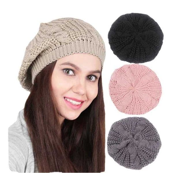 Winter Knitted Beanie Hat For Women Lady s Twist knitting Beret Winter Solid Skullies Beanies W251015