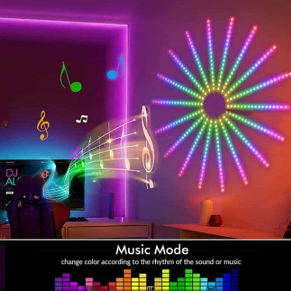 5V RGB Firework Strip Light LED Bluetooth 24key Remote Control USB WS2812 Changing Color Smart Lamp Sync Music Home Decor Lights X251015