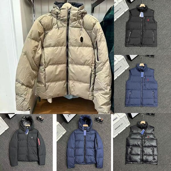 Designer Puffer PoIo Jacket Men Down Jackets With Chip Mens Dark Blue Women Winter Embroidery Outerwear Coats Asian Size S-XL